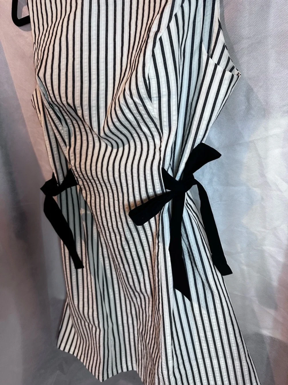 wild fable Black and White Vertical Stripe Mini Dress with Side Ties - Picture 2 of 6